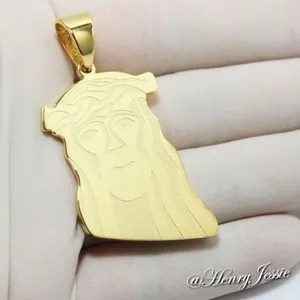 Authentic MEN's Gold Plated JESUS FACE Charm Pendant*GJ47