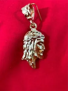 Authentic 14 KT GOLD PLATED CHRIST FACE CHARM ALMOST 2 INCHES HIGH-3006A