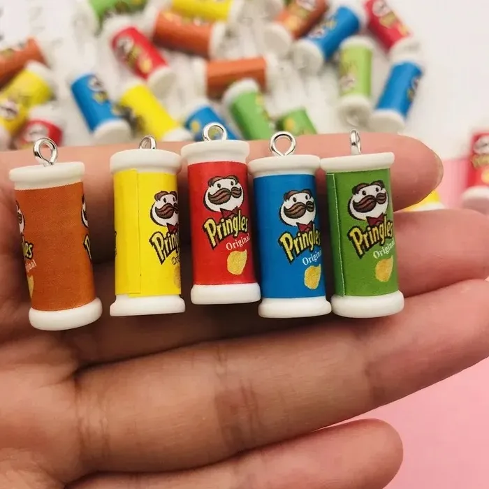 Authentic 10pcs Popular Tiny Potato Chip Resin Flat Back Charms Mini Snack Ornaments Handmade Accessories For Jewelry Scrapbooking Making