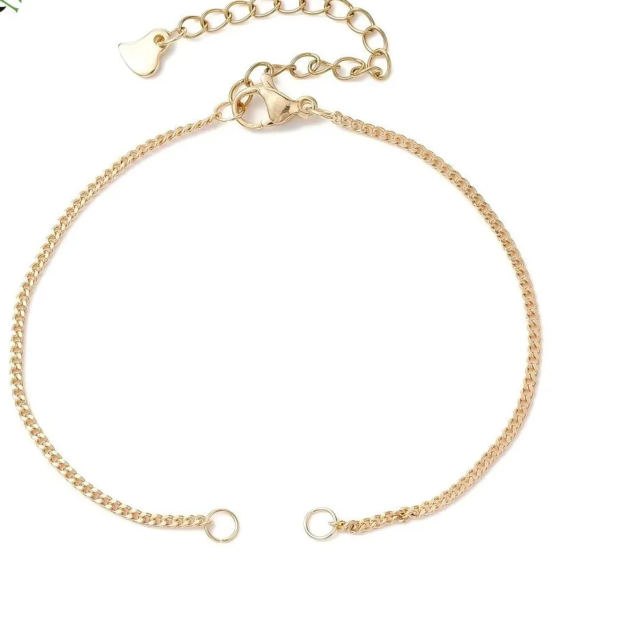 Authentic PandaHall 10pcs Curb Chain Bracelet Making Kit, 6-3/4 inch(17cm) Length with Lobster Clasp for DIY Jewelry Craft