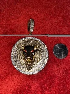 Authentic Gold Plated Lion CZ Pendant