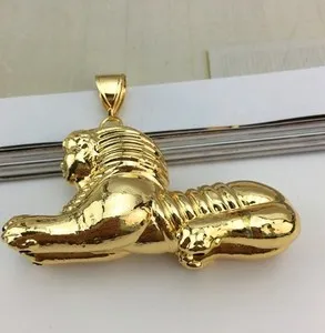 Authentic Mens 18k gold plated lion pendant