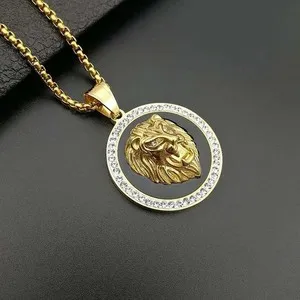 Authentic The Solar Sovereign: Gold-Plated Titanium Lion Head Talisman Pendant