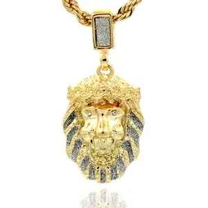 Authentic Mens 16K Gold Plated Stardust Lion Pendant With 4mm/24" Rope Chain Sp11