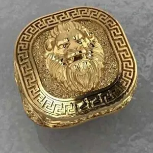 Authentic 18K Gold Plated Lion Head Vintage Style Men's Gold Lion Ring Size 8~12