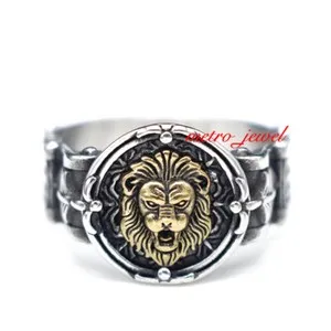 Authentic JXC Mens Gold Plated Lion Head of Judah Ring Men Size 7 8 9-15