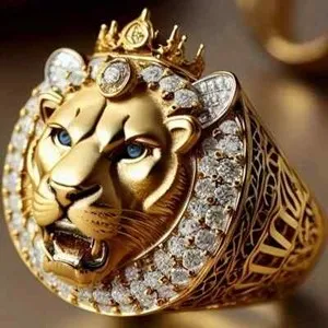 Authentic Men's Iced Lion Head Pinky Ring 18K Gold Plated Bling CZ Vintage Style Size 8~12