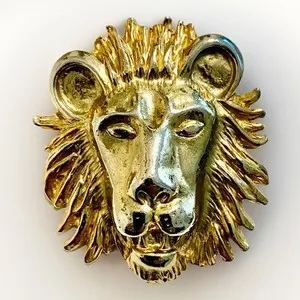 Authentic Vintage Lion's Head Gold Plated Brooch Pin