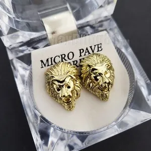 Authentic Hip Hop Gold Plated Lion Head Bling Rapper's Necklace & Earrings