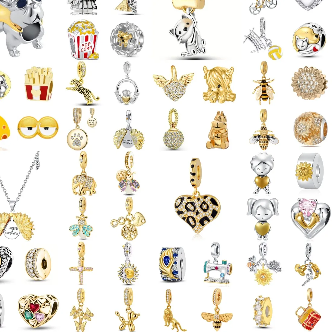 Authentic The Sovereign Menagerie: Alchemical Golden Sterling Charms of Castle, Lion, and Steed