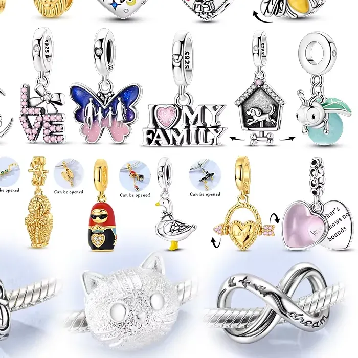 Authentic Charm 925 Sterling Silver Charms Beads Lion Firefly Butterfly Cat Dangle Fit Original Bracelet Necklace Charms Jewelry