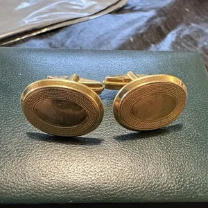 Authentic Swank Signed Gold Plated Oval Bullet Back Men's Cufflinks Pair, No Stone