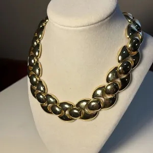 Authentic Vtg Signed Gold Plated Les Bernard Vo Vogue Designer Choker Collar 17” Necklace