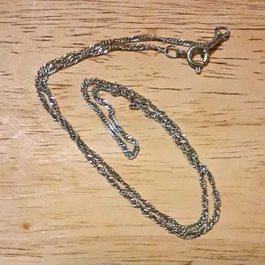 Authentic 18k White Gold Plated 18 inch Rope Chain Necklace Spring Ring Clasp Signed