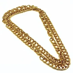 Authentic Kenneth Jay Lane Designer Signed Gold Plated Rolo Chain Statement Necklace