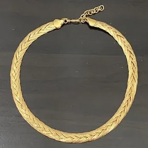 Authentic Vintage MONET Signed Gold Plated Braided Multi Chain Snake Chain Necklace 37.9g