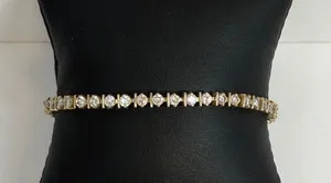 Authentic Signed Gold Plated Sterling Silver CZ Tennis Bracelet 7.5" Safety Clasp 9.75g