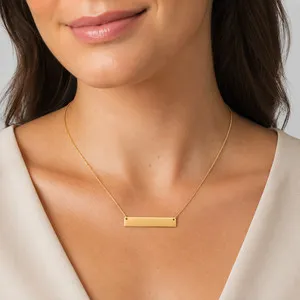 Authentic 14 Karat Gold Plated Bar Necklace