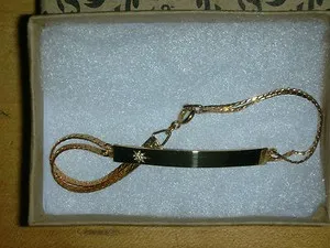 Authentic 23 Karat Gold Plated Bracelet with Diamond Chip in Star Made in USA Anson 7 Inch
