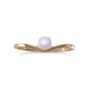 Authentic 14 Karat Gold Plated~925 Sterling Silver~Cultured Freshwater Pearl~ Ring