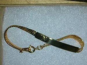 Authentic 23 Karat Gold Plated Bracelet Double Heart Made in USA by Anson Mfg 6 inch