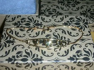 Authentic Triple Heart of Unity: 23 Karat Gold Plated Bracelet of Endless Love