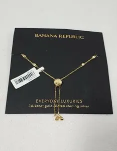 Authentic Banana Republic Adjustable 14 Karat Gold Plated Bracelet 925 Sterling Silver