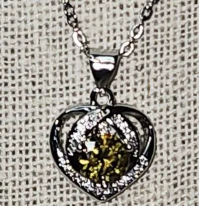 Authentic Heart of Golden Light: 18 Karat Gold-plated 1 CT Yellow Moissanite Heart Pendant