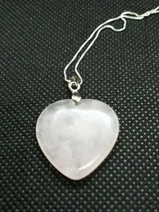 Authentic 18k gold plated Rose Quartz Heart Pendant On A Sterling Silver Chain