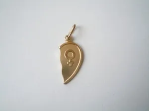Authentic 925 WLK Gold-Plated Silver Pendant Half Heart With Femininity Symbol 1.7 G