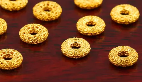 Authentic 18k gold spacers karat gold jewelry stoppers diy bracelets 5.8mm 1.8mm hole