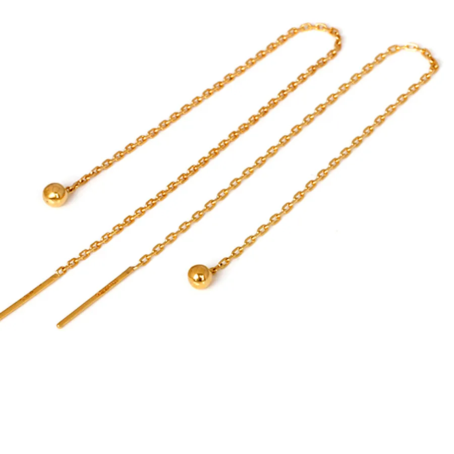 Authentic Au750 Fine Jewelry Pure 18K Yellow Gold Earrings For Women Wedding Engagement 100% Geniune 18 Karat Smooth Beads For Girl Ear