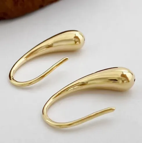 Authentic 18k yellow gold earrings white gold drop earring water drop earring karat gold jewelry