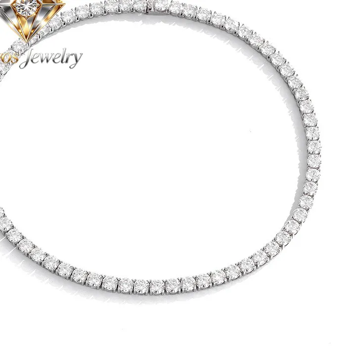 Authentic Kryos Jewelry Luxury Solid Platinum PT950 Women's 1 karat Moissanite Diamond Necklace 6.5mm Four Claw Tennis Neck Chain