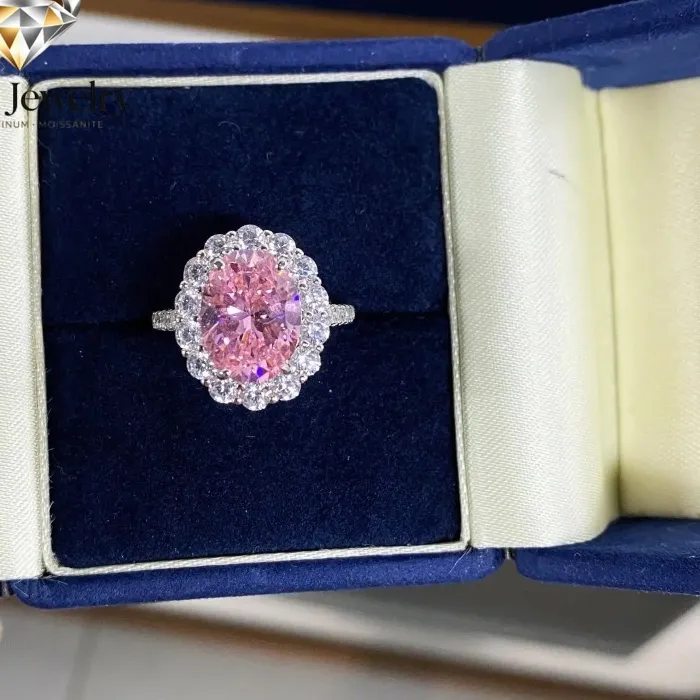 Authentic Elnar Jewelry Luxury Solid Platinum PT950 Big Pigeon Egg Ring Women's 8 karat Moissanite Diamond Ring
