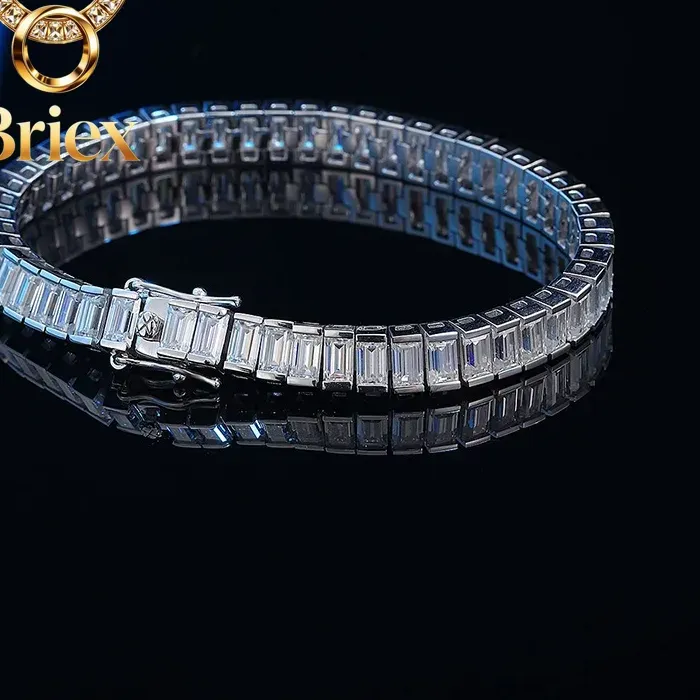 Authentic Briex Jewelry Luxury Solid Platinum PT950 Women's 0.4 karat Moissanite Diamond Emerald Bracelet Simple and Generous