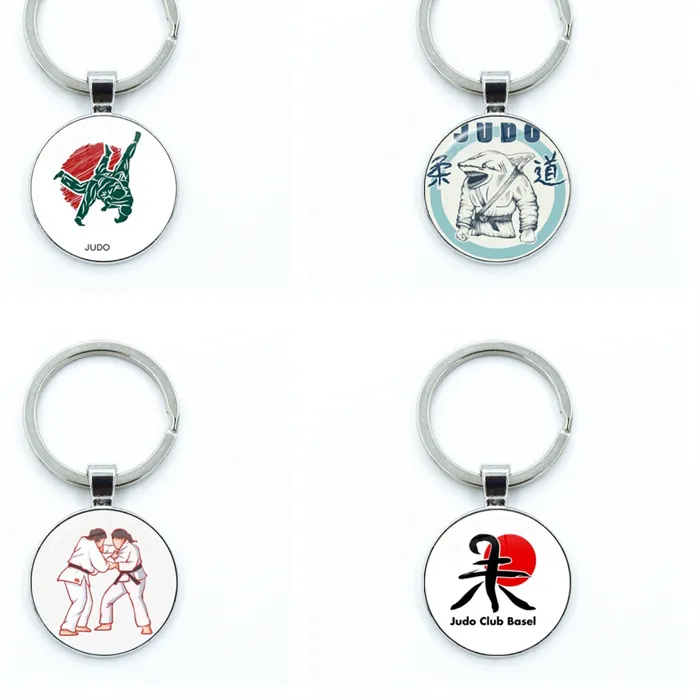 Authentic 2024 Sports Judo Keychain Women and Men Practice Judo Karate Glass Keychain Jewelry Japanese Martial Arts Souvenir