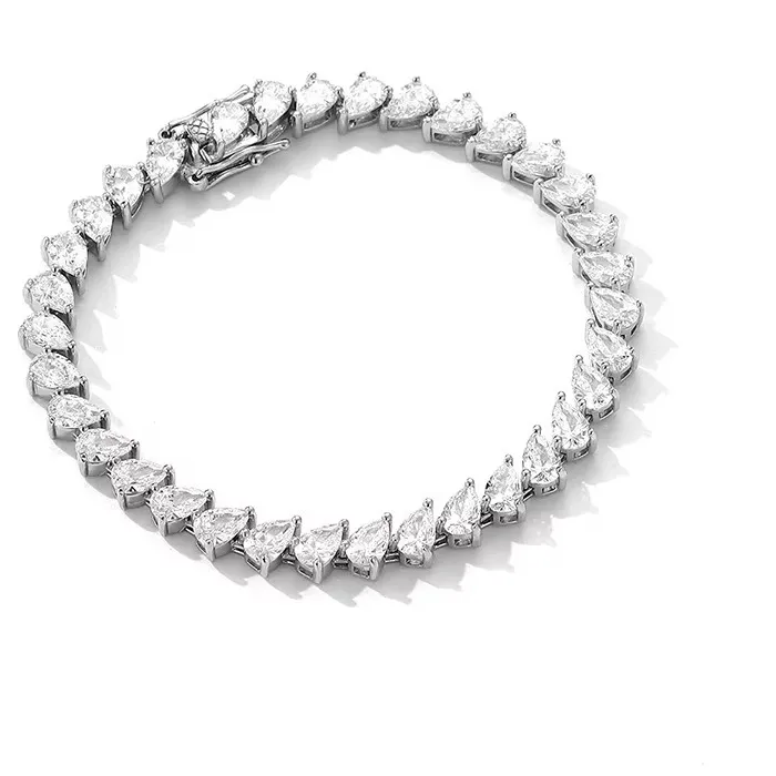 Authentic Nexil Jewelry Luxury Solid Platinum PT950 Women's Water 0.5 karat Pear-shaped Moissanite Diamond Bracelet Instagram Popular St