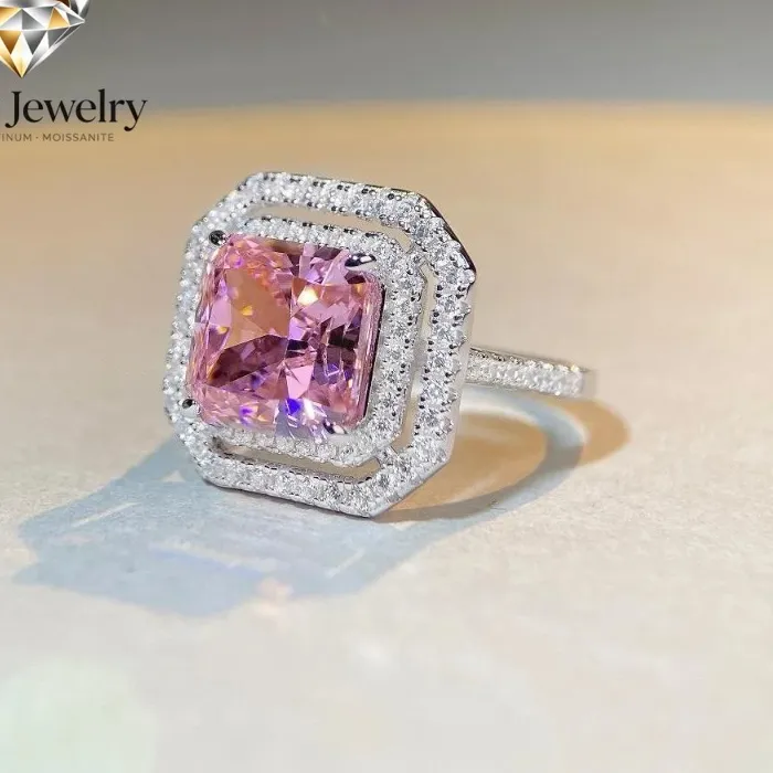 Authentic Elnar Jewelry Luxury Solid Platinum PT950 5 karat Powder Diamond Ring Women's Moissanite Ring