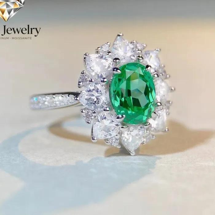Authentic Elnar Jewelry Luxury Solid Platinum PT950 3 karat Love Pigeon Egg Women's Diamond Ring Full Diamond Ring