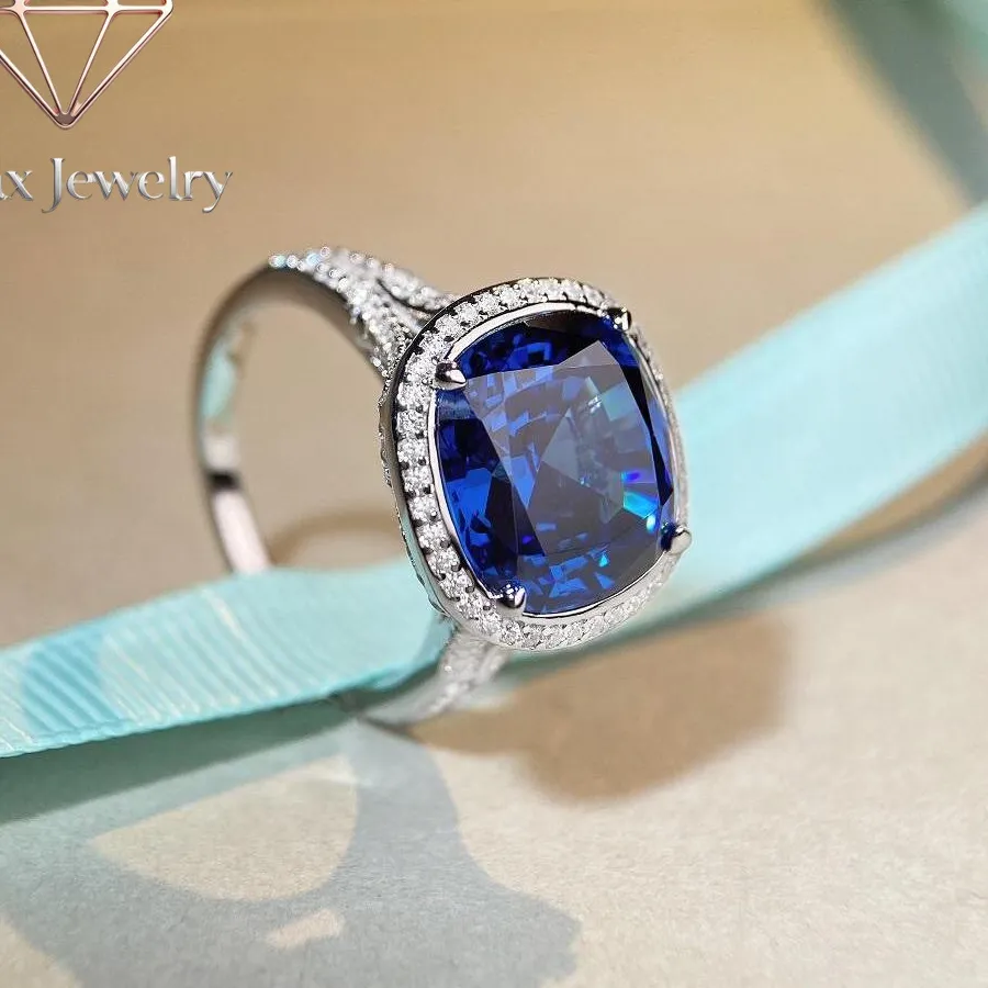 Authentic Zylax Jewelry Luxury Solid Platinum PT950 Women's Round Diamond Ring Ring 6 karat Moissanite Diamond Ring
