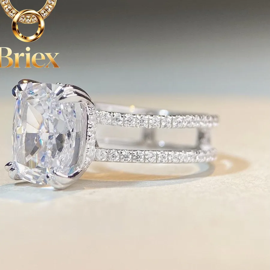 Authentic Briex Jewelry Luxury Solid Platinum PT950 5 karat Moissanite diamond ring women's high-grade double-row diamond ice flower cut r