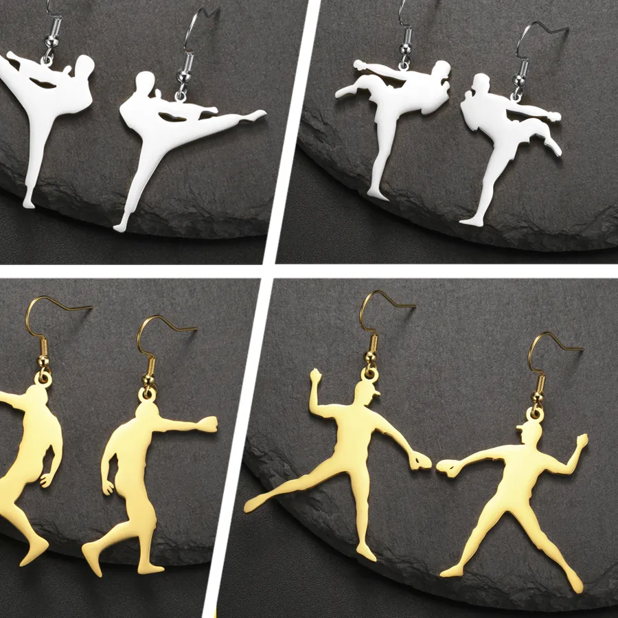Authentic My Shape Karate High Kick Drop Earrings Sports Taekwondo Jiu Jitsu Martial Art Dangle Earrings Jewelry Gym