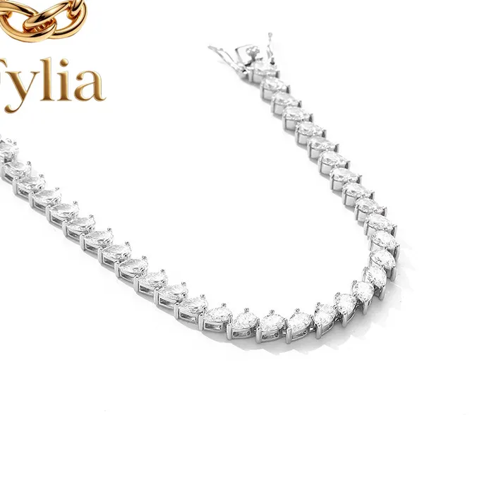Authentic Fylia Jewelry Luxury Solid Platinum PT950 Women's Water 0.5 karat Pear-shaped Moissanite Diamond Bracelet Instagram Popular St
