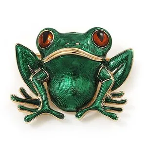 Authentic Green Enamel 'Toad' Brooch In Gold Plated Metal