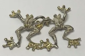 Authentic STERLING SILVER GOLD PLATED LOVE FROGS CHARM PENDANTS ANIMAL LONG LEGGED TOAD