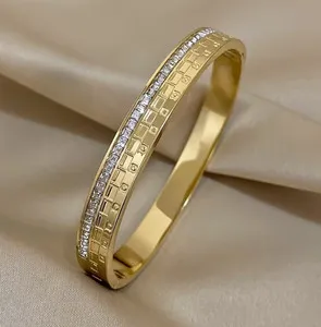 Authentic 18K Gold Plated Bracelet inlaid w/Synthetic Zirconia Bangle