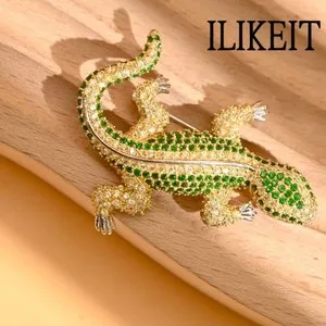 Authentic Green Zircon Inlaid, 925 Silver Gold Plated Accessory for Coat Dress
