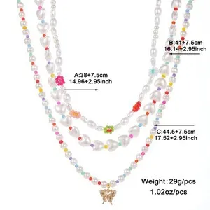 Authentic Gold-plated Inlaid Pearl Multi-row Necklace Women's Suit