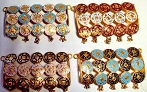 Authentic Handmade Inlaid Enamel 24 kt Heavily Gold Plated Pendant- India-1970's-4 Choices